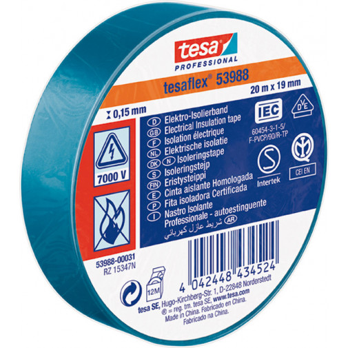 Cinta Aislante Azul 20 Mx19 Mm
