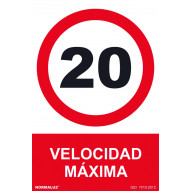SeÑal 210x300mm Pvc Velocidad MÁxima 20 Rd40059