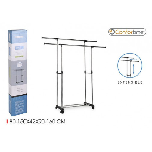 Perchero Extensible C/rueda 2barras 80x42x90cm