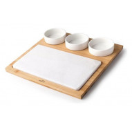 Bandeja Aperitivo Marmol/bambu 3 Cuencos 28,2 X 28,2 Cm Laco