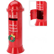 Buzon Redondo Decorativo Navidad Metal Rojo 19x53 Cm