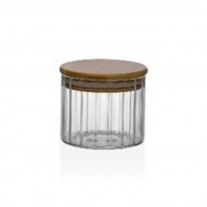 Bote Almacenamiento Borosilicato Tapa Bambu 250 Ml