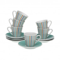 Taza Cafe Porcelana Rayas Set-6 80 Ml