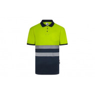Polo Alta Visibilidad Cinta Segmentada Navy / Amarillo Fluor