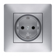 Base Enchufe Elec 16a-250v Schuko Tt Empotrar Abs Alum Habit