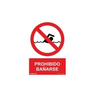 Señal prohido bañarse PVC 0,7MM 210X300MM normaluz