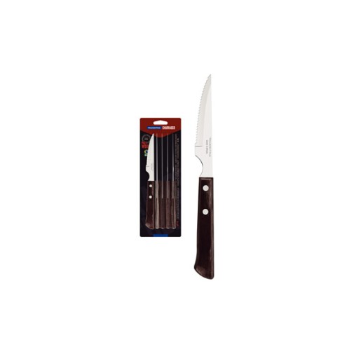 Cuchillo chuletero juego 6 pzas polywood castaño tramontina