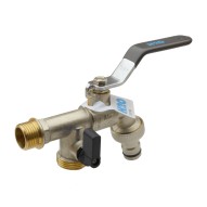 Grifo esfera jardin PN-16 enchufe rapido 1/2" x 3/4" x 3/4" dos salidas H2O
