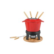 Fondue hierro fundido 11 piezas roja h&h