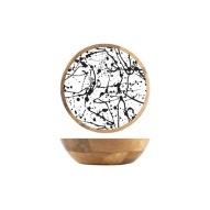 Bol madera mango decorado 25 cm blanco/negro h&h