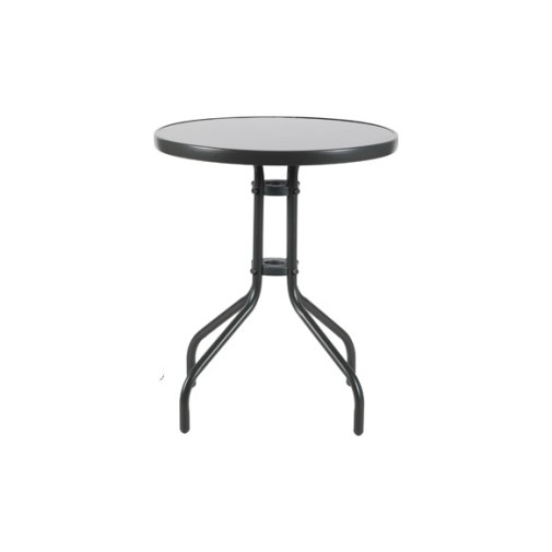 Mesa acero cristal gris Ø60 cm import