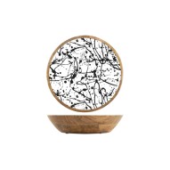 Bol madera mango decorado 30 cm blanco/negro h&h