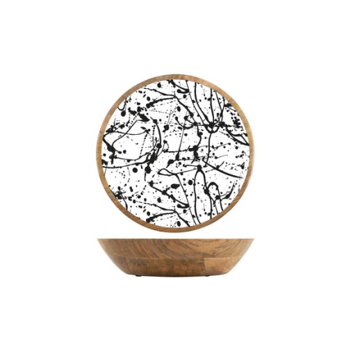 Bol madera mango decorado 30 cm blanco/negro h&h
