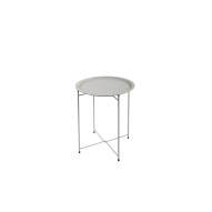 Mesa auxiliar acero Ø 46 cm crema import