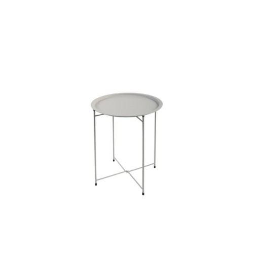 Mesa auxiliar acero Ø 46 cm crema import