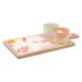 Tabla aperitivo bambu/ceramica con mango 2 bols kaleido 2 bols cristal decorado bidasoa