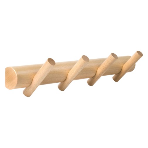 Percha pared 4 ganchos haya natural nesu