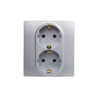 Base enchufe doble 2P+T plata serie niloe Legrand