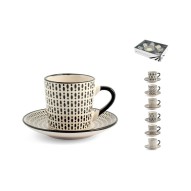 Taza cafe con plato stoneware whera set 6 uds 9 cl h&h