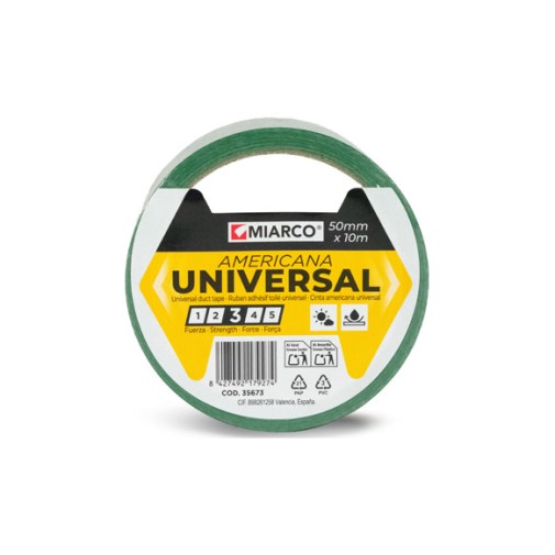 Cinta americana universal 10 m x 50 mm verde miarco