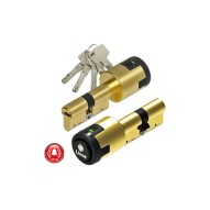 Cilindro C6 con alarma alta seguridad leva larga 35-35 laton 5 llaves XL Lince