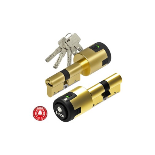 Cilindro C6 con alarma alta seguridad leva larga 35-35 laton 5 llaves XL Lince