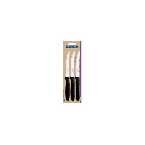 Cuchillo chuletero ipanema set 3 pzs INOX mango ABS negro 21,3CM tramontina