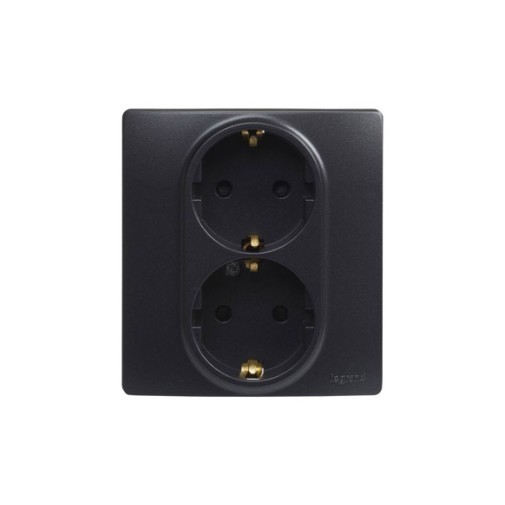 Base enchufe doble 2P+T negro serie niloe Legrand