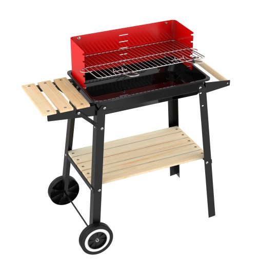 Barbacoa carbon rectangular con ruedas 83X43X86CM Natuur