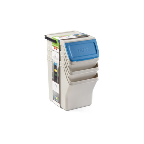 Cubo reciclaje modular 3 unidades blanco 35X27X36CM Tatay