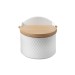 Salero porcelana grabada tapa bambu blanco rombos d'casa