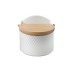 Salero porcelana grabada tapa bambu blanco rombos d'casa