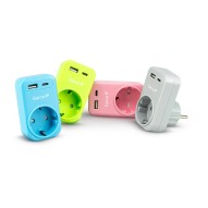 Adaptador schuko usb+usb-c PD20W color surtido garza