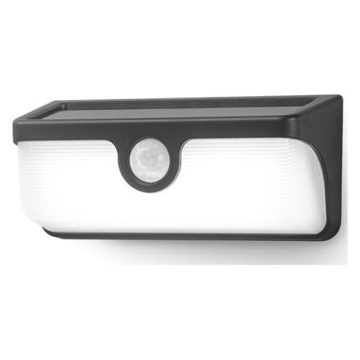 Aplique LED solar andros 600LM sensor crep. 12H IP54 autolink d/movimiento 4000K 120º bateria reemp.