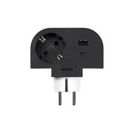 Adaptador giratorio 1 toma negro 30W Simon