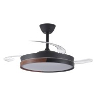 Ventilador de techo aspas retractiles negro/madera 45W cristalrecord