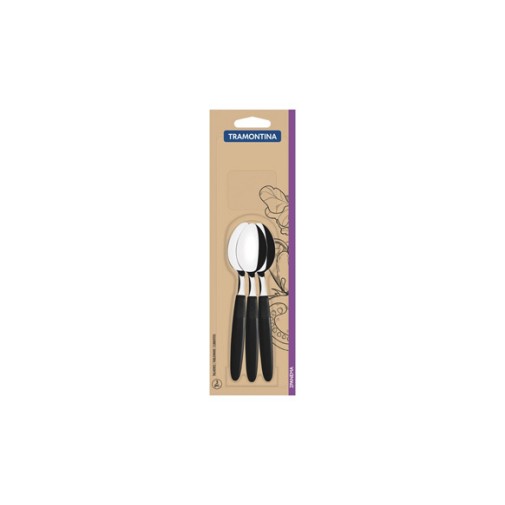 Cuchara mesa ipanema set 3 pzs INOX mango ABS negro 19CM tramontina