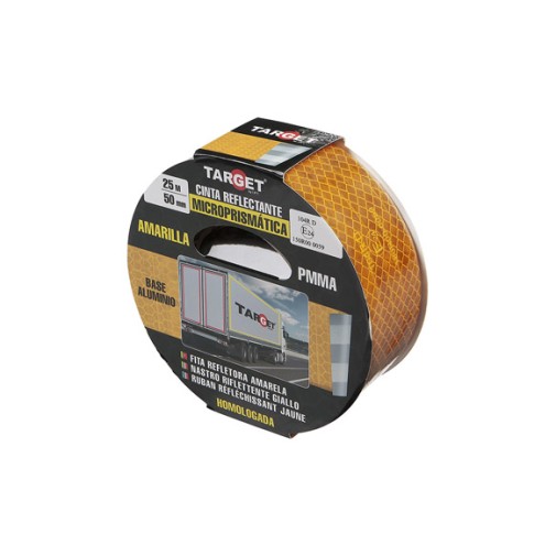 Cinta adhesiva señalización reflectante 25MTX50MM amarilla con base de aluminio target