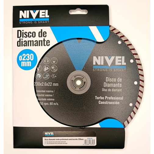 Disco diamante turbo profesional Ø230mm. nivel