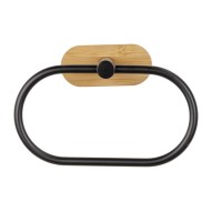 Toallero de aro acero INOX turbo-lock duo orea bamboo, negro/natural wenko