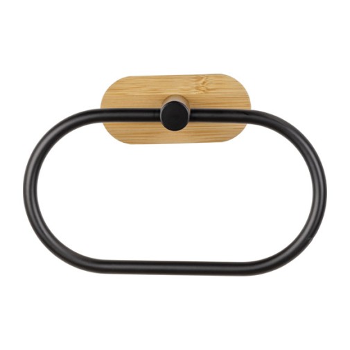 Toallero de aro acero INOX turbo-lock duo orea bamboo, negro/natural wenko