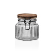 Bote cristal tapa acacia 0,8L versa