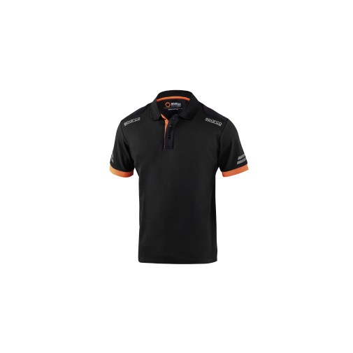 Polo tecnico 180 gr negro / naranja fluor talla 3XL sparco