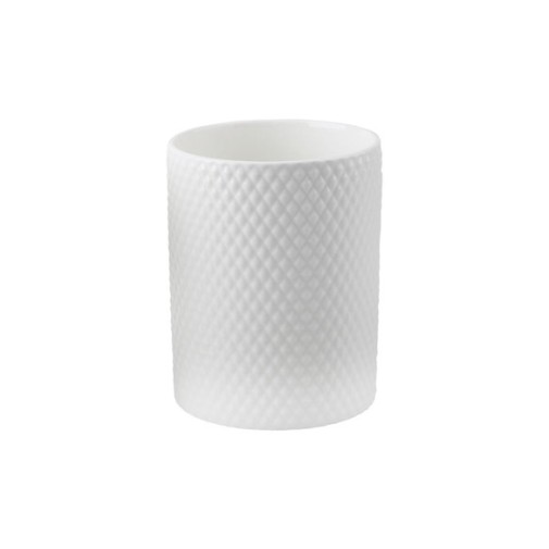 Bote porcelana grabada utensilios cocina blanco rombos d'casa