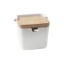 Azucarero porcelana grabada tapa bambu + cuchara blanco rombos d'casa