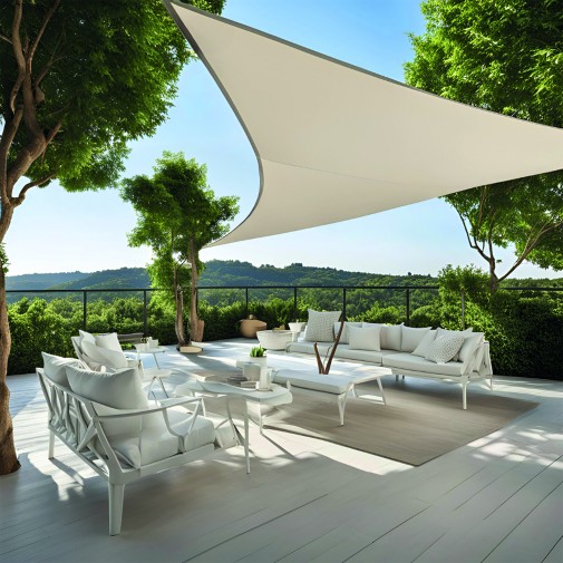 Toldo vela sombreo triangular polietileno 185GR 03X03X03M blanco roto Natuur