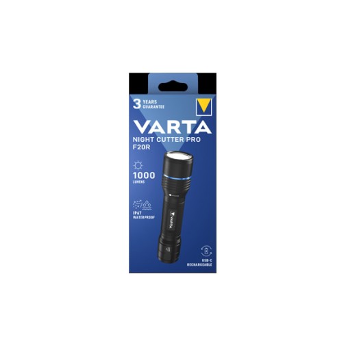 Linterna LED recargable night cutter pro F20R 1000LM IP67 USB c Varta