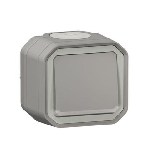 Pulsador luminoso superficie gris IP55 new plexo Legrand
