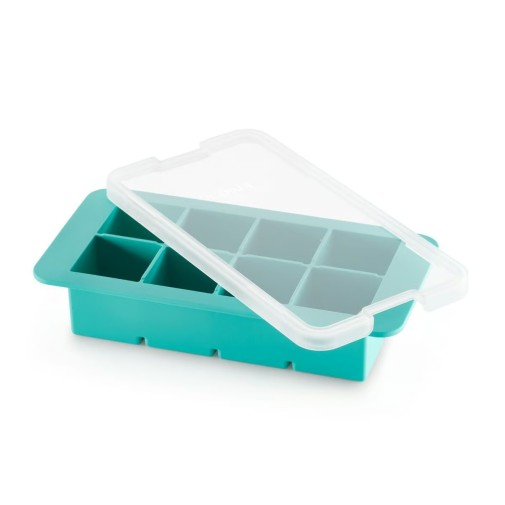 Cubitera cuadrada XL con tapa turquoise lekue
