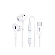 Ariculares manos libres con cable y conector tipo c con almohadillas y estuche blanco ideus